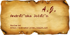 Andráska Jolán névjegykártya