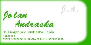 jolan andraska business card